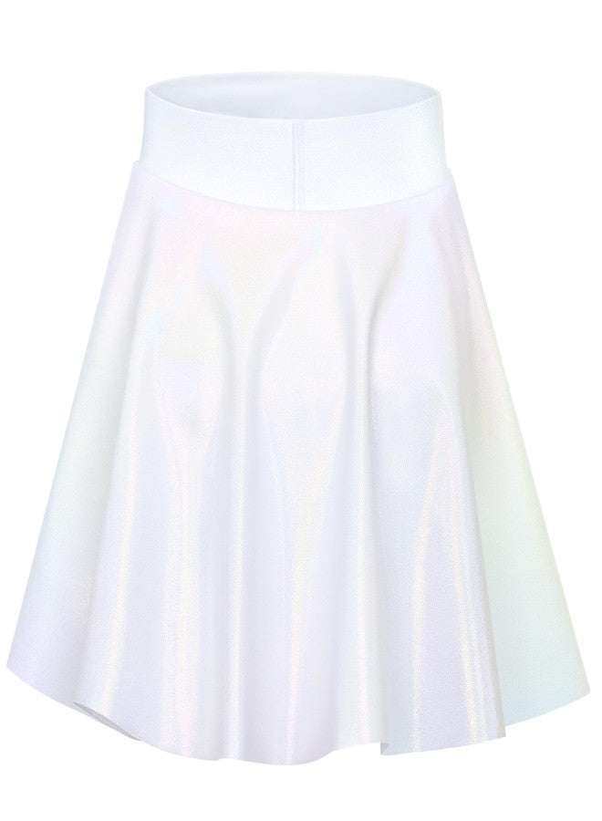 Gnainach Girls Metallic Skirt Size 3t 4t Shiny Silver High Waist Holographic Dance Costome Pleated Tennis Skorts for Toddler Halloween - Image 2